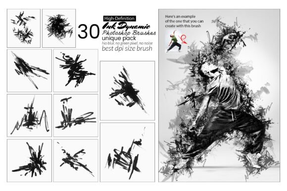 30 Ink Dynamic Splash Brushes for Design