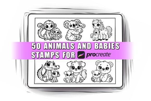 50 Baby Animals Procreate Stamps Brushes