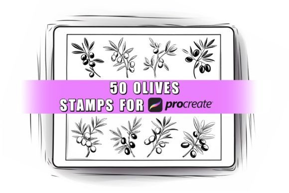 50 Olives Procreate Stamps Brushes