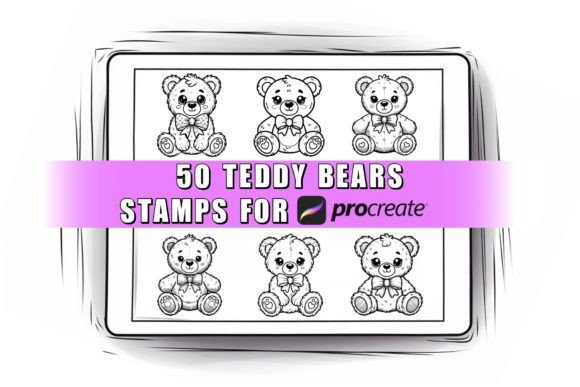 50 Teddy Bear Procreate Stamps Brushes