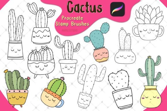 Bring the Desert to Your Digital Canvas with Cute Cactus Stamp Brushes for Procreate