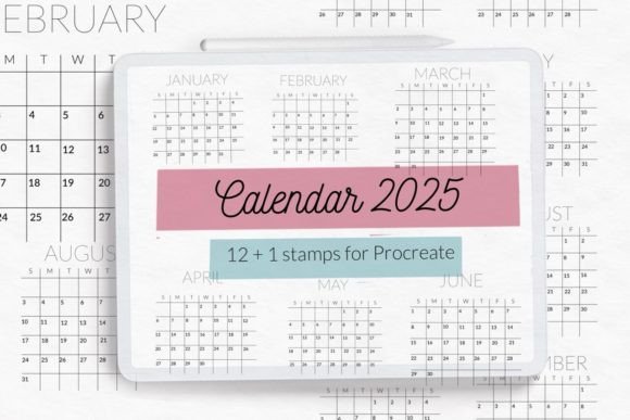 Calendar Grids 2025 Stamps Brushes for Efficient Digital Planning