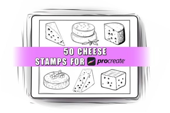 Elevate Your Digital Art with the 50 Cheese Procreate Stamps Brushes Collection